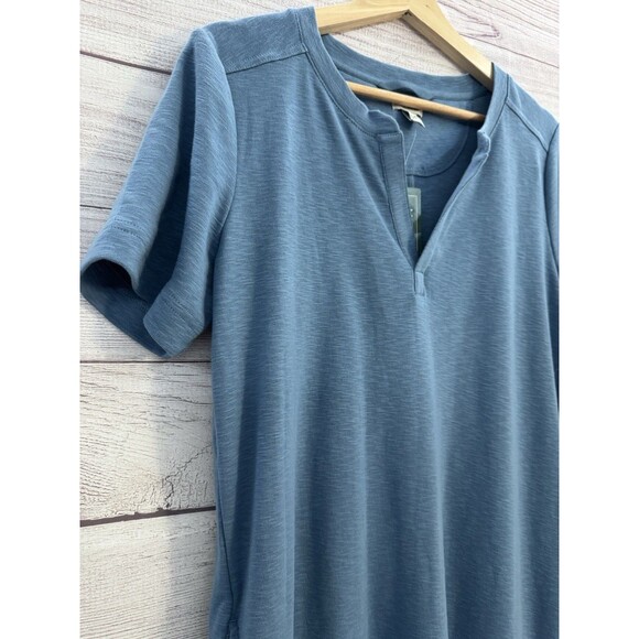 LL Bean Rocky Coast Slub Knit Split Neck Dress, NWT, Blue, Size MEDIUM - Picture 5 of 9